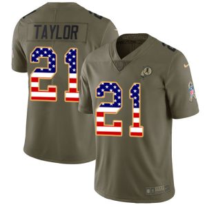 Outstanding Commanders #21 Sean Taylor Olive/USA Flag Youth Stitched NFL Limited 2017 Salute to Service Jersey